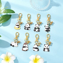 Золотой 8Подвесные украшения из сплава шт., панда, с поворотными карабинами из латуни и сплава, золотые, 50.5~64 мм