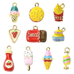 Mixed Shapes 10 шт 10 стили сплава эмаль подвески, имитация еды, золотой свет, разнообразные, 10.5~20x6~10x4~9 мм, отверстие : 1.5~2 мм, 1 шт / стиль