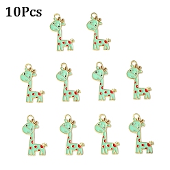 Бирюза 10 шт. Подвески из сплава эмали, прелести жирафа, бирюзовые, 27x17x1 мм, отверстие : 2 мм
