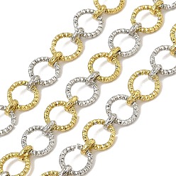 Настоящее золото 18K Ионное покрытие (ip) 304 двухцветные звеньевые цепи из нержавеющей стали, с катушкой, несварные, кольцо, реальный 18 k позолоченный, 12x1.8 мм, около 32.81 футов (10 м) / рулон