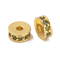 Темно-Золотистый Стойки обшивки латунь микро проложить кубического циркония бусы, без свинца и без кадмия, долговечный, реальный 18 k позолоченный, круглые, темные золотарник, 5x2 мм, отверстие : 1.5 мм