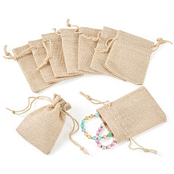 Lemon Chiffon 20Pcs Rectangle Polyester Imitation Burlap Packing Pouches Drawstring Bags, for Christmas, Wedding Party and DIY Craft Packing, Lemon Chiffon, 9x7cm