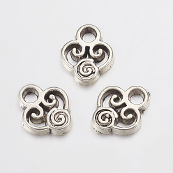Plata Antigua Charms de aleación, corazón, sin plomo y cadmio, plata antigua, 10x8x2 mm, agujero: 1.5 mm