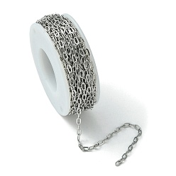 Stainless Steel Color 304 Stainless Steel Cable Chains, Soldered, Flat Oval, Stainless Steel Color, 4.5x2.5mm