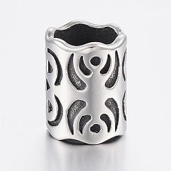 Antique Silver 304 Stainless Steel Beads, Large Hole Beads, Column, Antique Silver, 14x11mm, Hole: 8.5mm