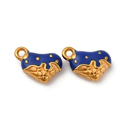 Темно-Синий 304 из нержавеющей стали шармы эмали, шарма сердца, золотые, темно-синий, 11x14.5x5 мм, отверстие : 1.6 мм