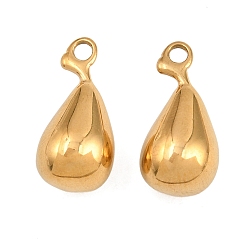 Настоящее золото 18K 304 подвески из нержавеющей стали, слеза, без свинца и без кадмия, ионное покрытие (ip), реальный 18 k позолоченный, 18x9 мм, отверстие : 2 мм