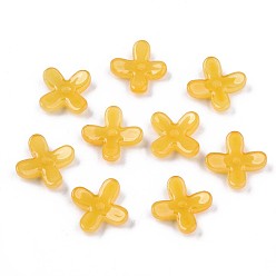 Золотистый Окрашенные бусины из стекла, имитация нефрита, цветок османтуса, золотые, 12x9.5x3.5 мм, отверстие : 1 мм