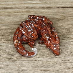 Красный Камень Украшение для дисплея дракона из смолы, с натуральной красной яшмовой крошкой внутри статуй для украшения домашнего офиса, 90x100x40 мм