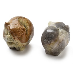 Сумасшедший Агат Натуральные резные фигурки из сумасшедшего агата, для украшения рабочего стола домашнего офиса, свинья, 17~19x23~24.5x19.5~21 мм