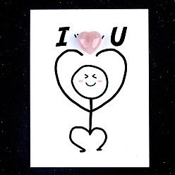 Розовый Кварц Украшения в виде сердца из натурального розового кварца, с бумажными карточками, фигурка для украшения дома, энергетический камень рейки для исцеления, 15 мм