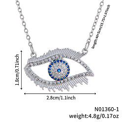 Платина Латунные кристаллы горный хрусталь полые синие подвески на удачу и сглаз для повседневной носки, платина, 15.75 дюйм (40 см)