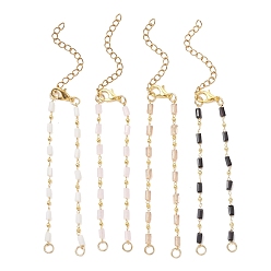 (52) Непрозрачная лаванда Изготовление браслета ручной работы из стеклянных кубовидных бусин., с цинковым сплавом застежками омаров коготь, золотые, разноцветные, 6.46 дюйм (16.4 см)