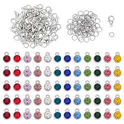 Платиновый & Цвет Нержавейки Наборы для самостоятельного изготовления подвески из камня-талисмана, в том числе застежки-клешни из цинкового сплава, Сплав стекла горный хрусталь прелести, платины и нержавеющая сталь цвет, 10x7x5.3 мм, отверстие : 1.6 мм