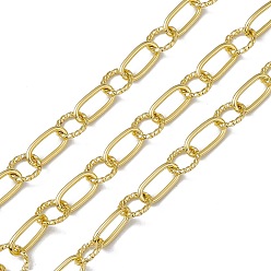 Real 18K Gold Plated Brass Oval & Ring Link Chains, with Spool, Unwelded, Long-Lasting Plated, Cadmium Free & Nickel Free & Lead Free, Real 18K Gold Plated, 12x6x1mm, 8.5x1mm