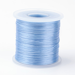 Светло-Голубой Японский плоский эластичный хрустальный шнур, эластичная нить для бисера, для изготовления эластичного браслета, Небесно-голубой, 0.5 мм, около 328.08 ярдов (300 м) / рулон