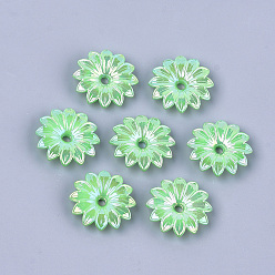 Medium Spring Green Opaque AS Plastic Bead Caps, Pearlized, Flower, Medium Spring Green, 32x32x7mm, Hole: 4mm, about 350pcs/500g