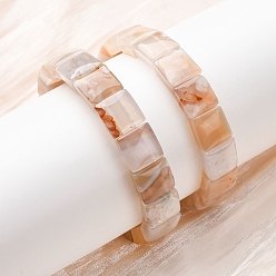 Вишневый агат Квадратные эластичные браслеты из натурального вишневого агата для женщин, бусина : 12x12 mm, внутренний диаметр: 2-1/4 дюйм (5.8 см)