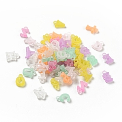 (52) Непрозрачная лаванда Прозрачные акриловые брелоки, матовые, случайные смешанные буквы, разноцветные, 12.5~14.5x8.5~12.5x3.5 мм, отверстие : 2.3 мм, о 9300 шт / 1.5 кг