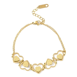 Сердце Ионное покрытие (IP) золотые 304 браслеты из нержавеющей стали для женщин, золотые, сердце, 6-3/4 дюйм (17 см)