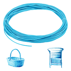 Blue Plastic Rattan Wicker Strips, Solid Weaving Material, for DIY, Furniture Knitting, Blue, 4mm, 50m/500g