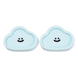 Светло-голубой Кабошоны из смолы с изображением смайлика, облако, светло-голубой, 21.5x28.5x4.5 мм
