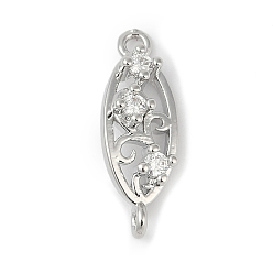 Horse Eye Латунные прозрачные подвески из кубического циркония, долговечный, без кадмия, без никеля и без свинца, платина, лошадиный глаз , 18.5x6.5x4.5 мм, отверстие : 1.4 мм