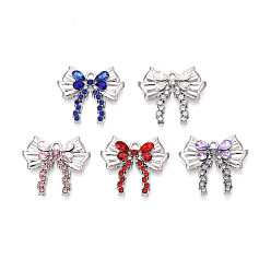 (52) Непрозрачная лаванда Подвески из сплава со стразами, бантом прелести, платина, разноцветные, 20.5x23x4.5 мм, отверстие : 1.6 мм