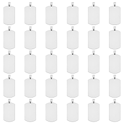 Нержавеющая Сталь Цвет 30 шт. 201 нержавеющая сталь скругленный прямоугольник штамповка пустые бирки подвески, для колье мужские ювелирные изделия, с кнопкой на поруки, цвет нержавеющей стали, 43x24x1 мм, отверстие : 3x7 мм