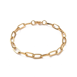 Золотой Вакуумное покрытие pvd 304 браслет-цепочка из нержавеющей стали со скрепками для мужчин и женщин, золотые, 8-7/8 дюйм (22.5 см)