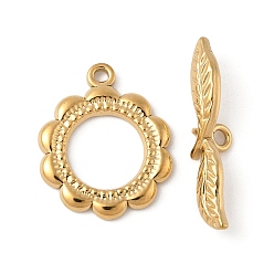 Цветок 304 из нержавеющей стали застежками тумблеры, золотые, цветок, 22x18x2 мм, отверстие : 1.6 мм