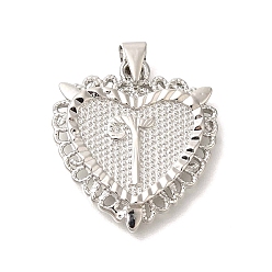 Letter T Стойки обшивки латунные подвески, без кадмия и без свинца, сердце с подвесками в виде буквы az, Письмо T, 24x22x3 мм, отверстие : 5x3.5 мм