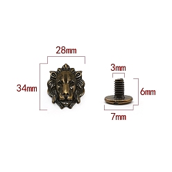 Antique Bronze Zinc Alloy Decorative Buttons, Lion, Antique Bronze, 3.4x2.8cm