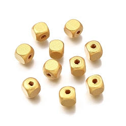 Золотистый Спрей окрашены деревянные бусины, квадратный, золотые, 8x8x8 мм, отверстие : 2.5~3 мм