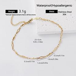 Rhombus Minimalist 304 Stainless Steel Link Chain Bracelets for Women, Golden, Rhombus, 9.06 inch(23cm)