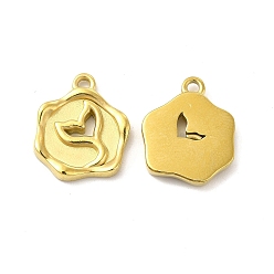 Настоящее золото 14K Ионное покрытие (ip) 304 подвески из нержавеющей стали, цветок с подвеской рыбий хвост, реальный 14 k позолоченный, 16.5x14.5x2.5 мм, отверстие : 1.6 мм