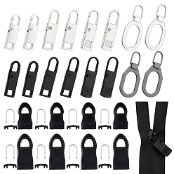 (52) Непрозрачная лаванда Комплекты слайдеров для молний из сплава и резины, разноцветные, 36.5x11x4.5 мм, отверстие : 11x7.5 мм