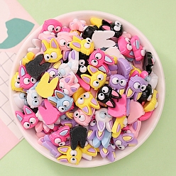 Cat Shape Непрозрачные кабошоны из смолы, Мультяшные кабошоны цвета радуги, форма кошки, 16x16.5x6 мм