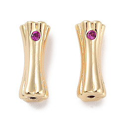 Фиолетовый Латунные микро проложить кубического циркония, трубки бисера, без кадмия, без никеля и без свинца, реальный 18 k позолоченный, фиолетовые, 10.5x3.5 мм, отверстие : 0.8 мм