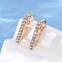 Rectangle Клипсы из сплава силикона, со стеклянными стразами, золотые, прямоугольные, 25.5x20x4 мм