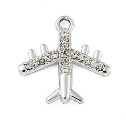 Платина Подвески из сплава и страза, УФ-покрытием, самолет, платина, 18.5x18.5x3 мм, отверстие : 2 мм