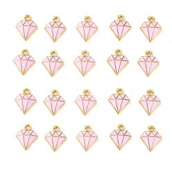 Pink 20 шт. Подвески из легкого золотого сплава с эмалью, Даймонд, розовые, 15x11.5x2.5 мм, отверстие : 1.8 мм