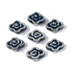 Marine Blue Handmade Porcelain Beads, Bright Glazed Porcelain, Cloud, Marine Blue, 9~10x13~14x5~6mm, Hole: 1.6~1.8mm