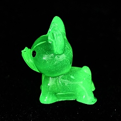 Зеленый лайм Светящиеся смоляные украшения для собак, светящиеся в темноте украшения, микроландшафтные украшения сада, зеленый лайм, 19x15x11 мм