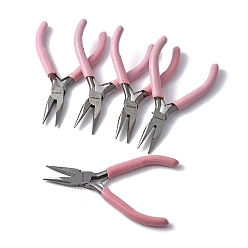 Pink (Распродажа бракованной продукции: ржавые) 45# Ювелирные плоскогубцы из углеродистой стали, острогубцев, полирование, розовые, 12.15x6.95x0.85 см