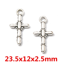 Античное Серебро Подвески из сплава, крест прелести, античное серебро, 23.5x12x2.5 мм