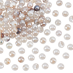 Antique White 2 Strands Electroplate Natural Agate Beads Strands, Dyed, Faceted, Pearl Luster Plated, Round, Antique White, 8.5x7~8mm, Hole: 1.2mm, about 47~48pcs/strand, 13.78''~13.98”(35~35.5cm)