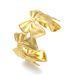 Золотой Ионное покрытие (IP) 304 браслеты-манжеты из нержавеющей стали для женщин, бантом, золотые, 36 мм, внутренний диаметр: 61 мм