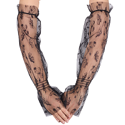 Черный Рукава из полиэстера для велоспорта на открытом воздухе, солнцезащитные рукава, бабочки, чёрные, 519x140x2 мм