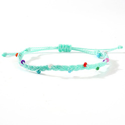 Мята молочно-белая Стеклянные бусины плетеные браслеты из бисера, регулируемые плетеные браслеты из волоконного шнура для женщин, мятный крем, внутренний диаметр: 11 дюйм (28 см)